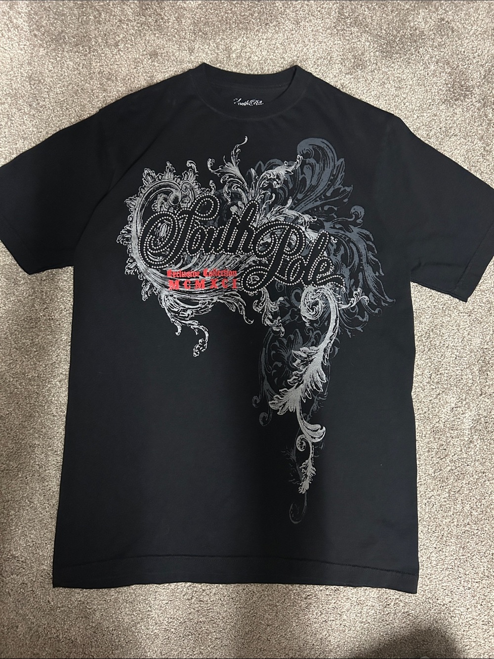 Y2K SouthPole Rhinestone Logo Black Shirt
